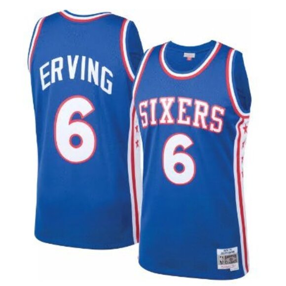 Mens 6 Julius Erving Stitched Throwback Edition Blue Jersey